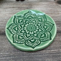 Image 2 of Soft Green Ceramic Mandala Trinket/Ring Dish