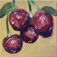 Image 1 of "Cherries" 5"x5" Painting 