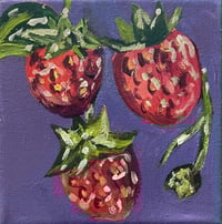 Image 1 of "Strawberries" 5"x5" Painting 