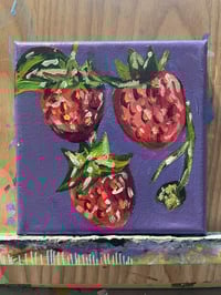 Image 2 of "Strawberries" 5"x5" Painting 