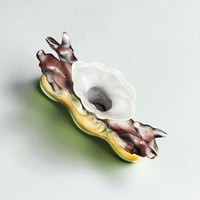 Image 3 of Vase italien en céramique polychrome vintage biches et fleur - ICAP - Italie -  XXe