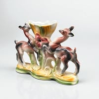 Image 4 of Vase italien en céramique polychrome vintage biches et fleur - ICAP - Italie -  XXe