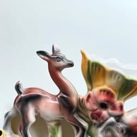 Image 5 of Vase italien en céramique polychrome vintage biches et fleur - ICAP - Italie -  XXe