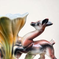 Image 7 of Vase italien en céramique polychrome vintage biches et fleur - ICAP - Italie -  XXe