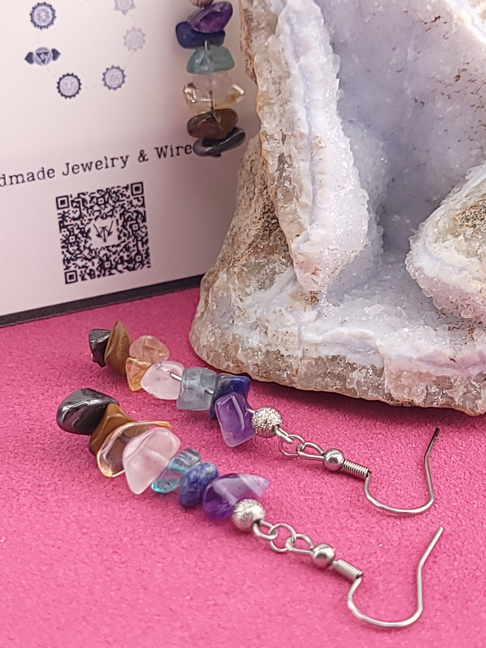 Image of Crystal Chip Chakra Dangle Earrings