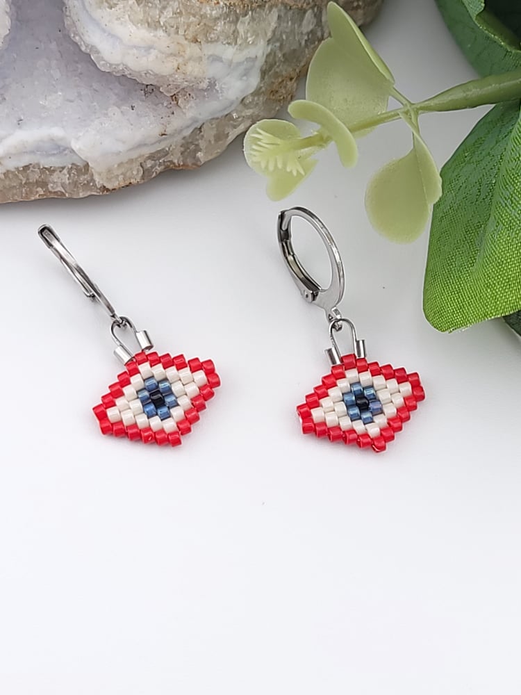 Image of Beaded Evil Eye Earrings