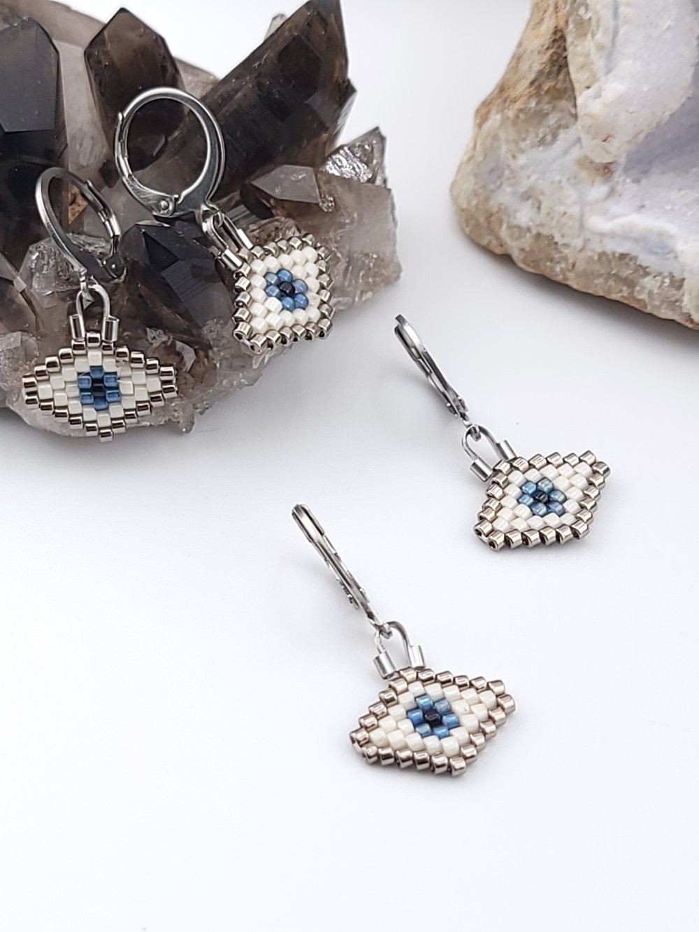 Image of Beaded Evil Eye Earrings