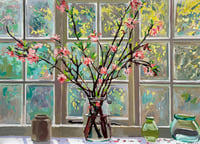 Winter blossom and Forsythia. Oil on board 100cm x 70cm 