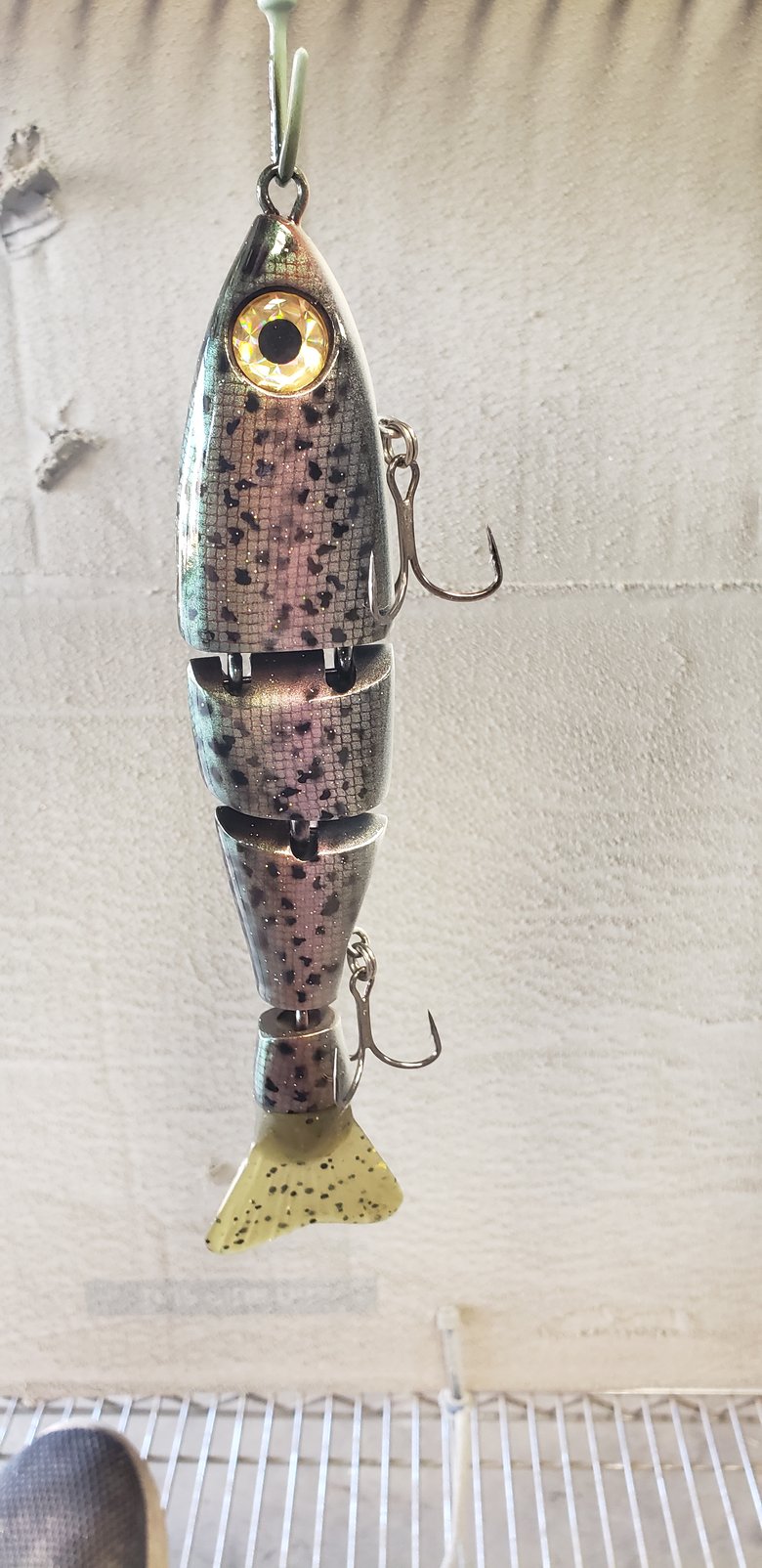 Image of 8 inch FLOATIN Cut Tail Scaled Dark Trout 2ozs Stencil Dots
