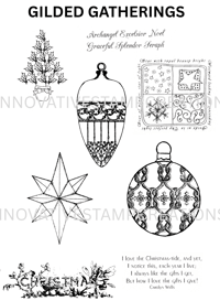 ✨ GILDED GATHERINGS – ISC Red Rubber Stamp Sheet (8 stamps)