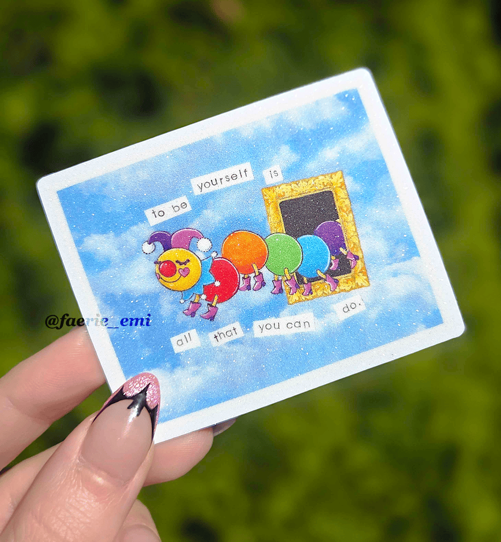 Image of Be Yourself Jesterpillar Sparkly Glitter Rainbow Sticker