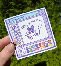 Hang in there! Y2k MS Paint Fairy Cat Vinyl Sticker