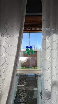 Image 2 of Holly Suncatcher - Cobalt Blue Bow