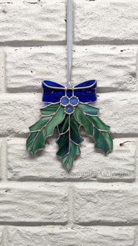 Image 4 of Holly Suncatcher - Cobalt Blue Bow