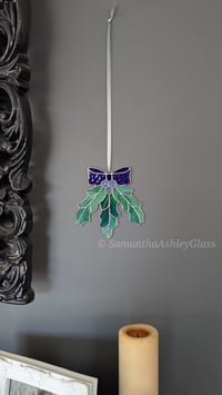 Image 1 of Holly Suncatcher - Cobalt Blue Bow