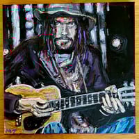 Image 1 of Neil Young Painting w/Little Yellow Flowers Lyrics