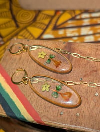 Image 1 of Yellow Pressed Flowers Ear Plug Earrings