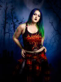 Image 6 of S/M Cattle Decapitation Flannel/Crop Top Set