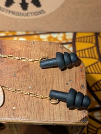 Image 3 of Wooden Gold Chain Ear Plug Earrings