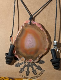 Image 2 of Pink Agate Slice Ear Plug Necklace