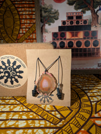 Image 1 of Pink Agate Slice Ear Plug Necklace
