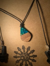 Image 1 of Blue Gold Leaf Ear Plug Necklace