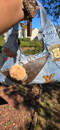 Image 2 of Denim Shoulder Bag & 3 Stack Bracelets