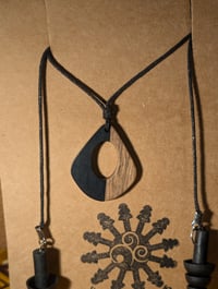 Image 2 of Black Hollow Wooden Ear Plug Necklace
