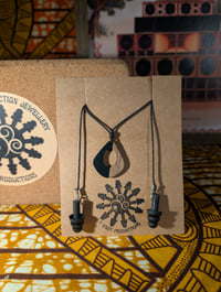 Image 1 of Black Hollow Wooden Ear Plug Necklace