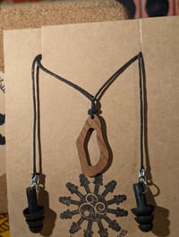 Image 2 of Wooden Pendant Ear Plug Necklace