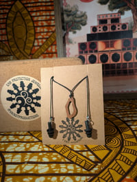 Image 1 of Wooden Pendant Ear Plug Necklace