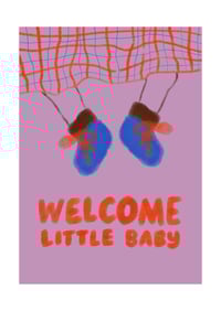 Image 4 of Postkarte - WELCOME LITTLE BABY, Rosa 