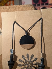 Image 1 of Black Wooden Circle Ear Plug Necklace