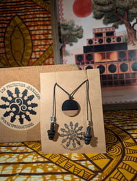 Image 2 of Black Wooden Circle Ear Plug Necklace