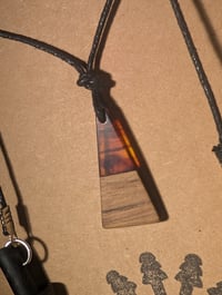 Image 1 of Triangle Wooden Resin Ear Plug Necklace