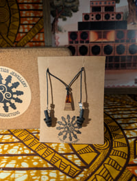 Image 2 of Triangle Wooden Resin Ear Plug Necklace