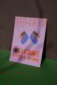 Image 2 of Postkarte - WELCOME LITTLE BABY, Rosa 