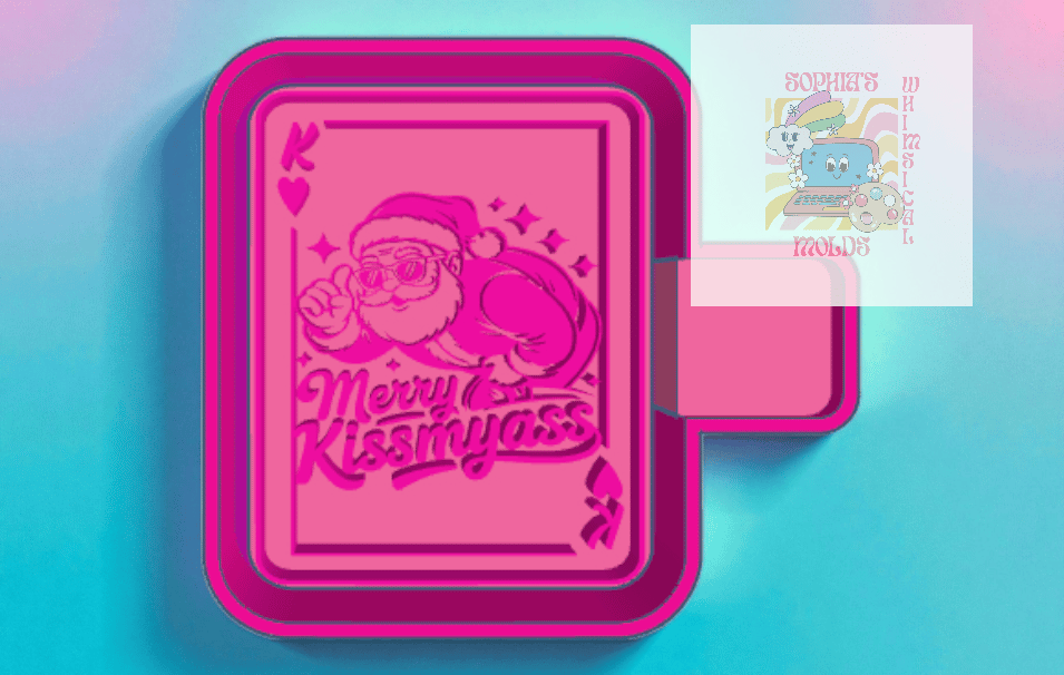 Image of Merry Kiss Poker Card Mold|Housing Mold Maker STL File for Freshies|Candle|Aroma Beads|Freshie Mold
