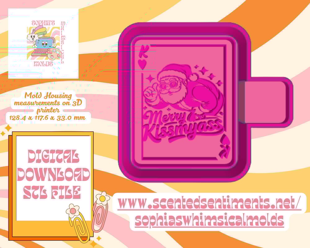 Image of Merry Kiss Poker Card Mold|Housing Mold Maker STL File for Freshies|Candle|Aroma Beads|Freshie Mold
