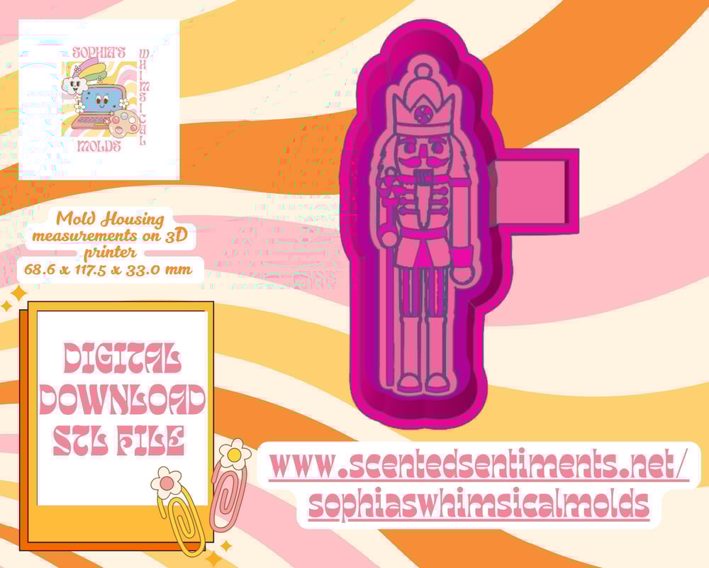Image of Christmas Nutcracker 3 Mold|Housing Mold Maker STL File for Freshies|Candle|Aroma Beads|Freshie Mold