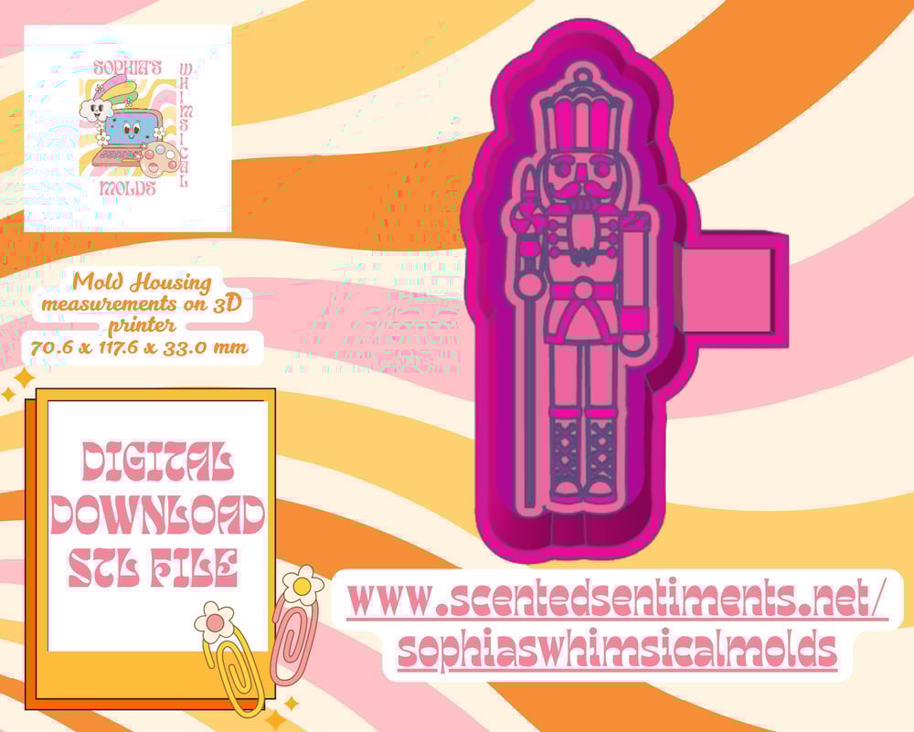 Image of Christmas Nutcracker 4 Mold|Housing Mold Maker STL File for Freshies|Candle|Aroma Beads|Freshie Mold