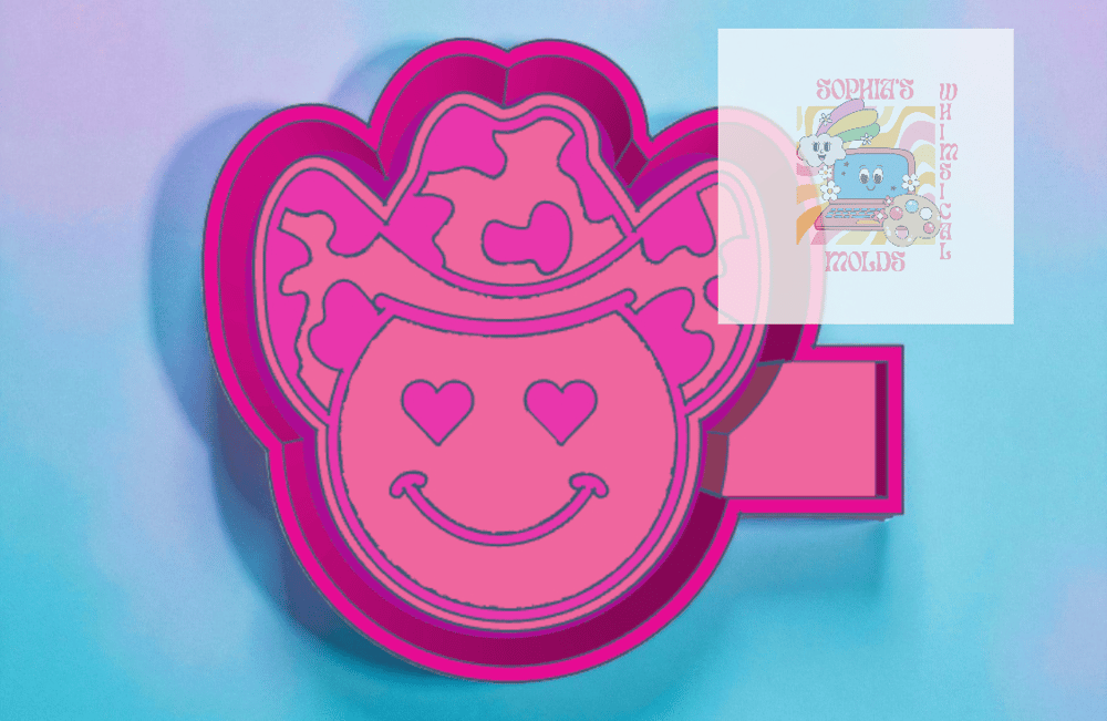 Image of Cowboy Smiley Face Mold|Housing Mold Maker STL File for Freshies|Candle|Aroma Beads|Freshie Mold
