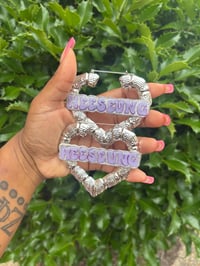 Image 1 of Personalized Bamboo Hoop Earrings: Custom Name Freaknik Style