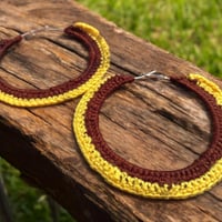 Image 1 of Boho Chic Yellow and Brown Crochet Earrings