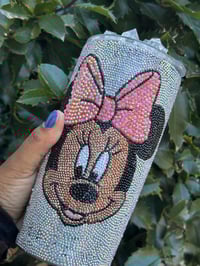 Image 1 of Sparkly Minnie Mouse Cup with Faux Ice Lid - 18.5 Oz Stainless Steel