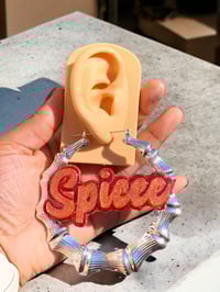 Image 3 of Personalized Bamboo Hoop Earrings: Custom Name Freaknik Style