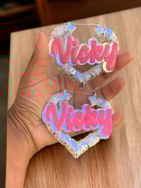 Image 7 of Personalized Bamboo Hoop Earrings: Custom Name Freaknik Style