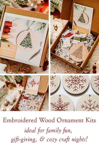 Image of Embroidered Wood Ornament Kits