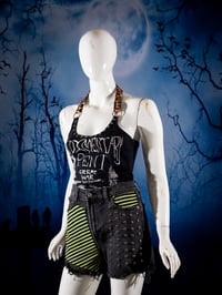 Image 1 of Striped and Studded Jean Shorts