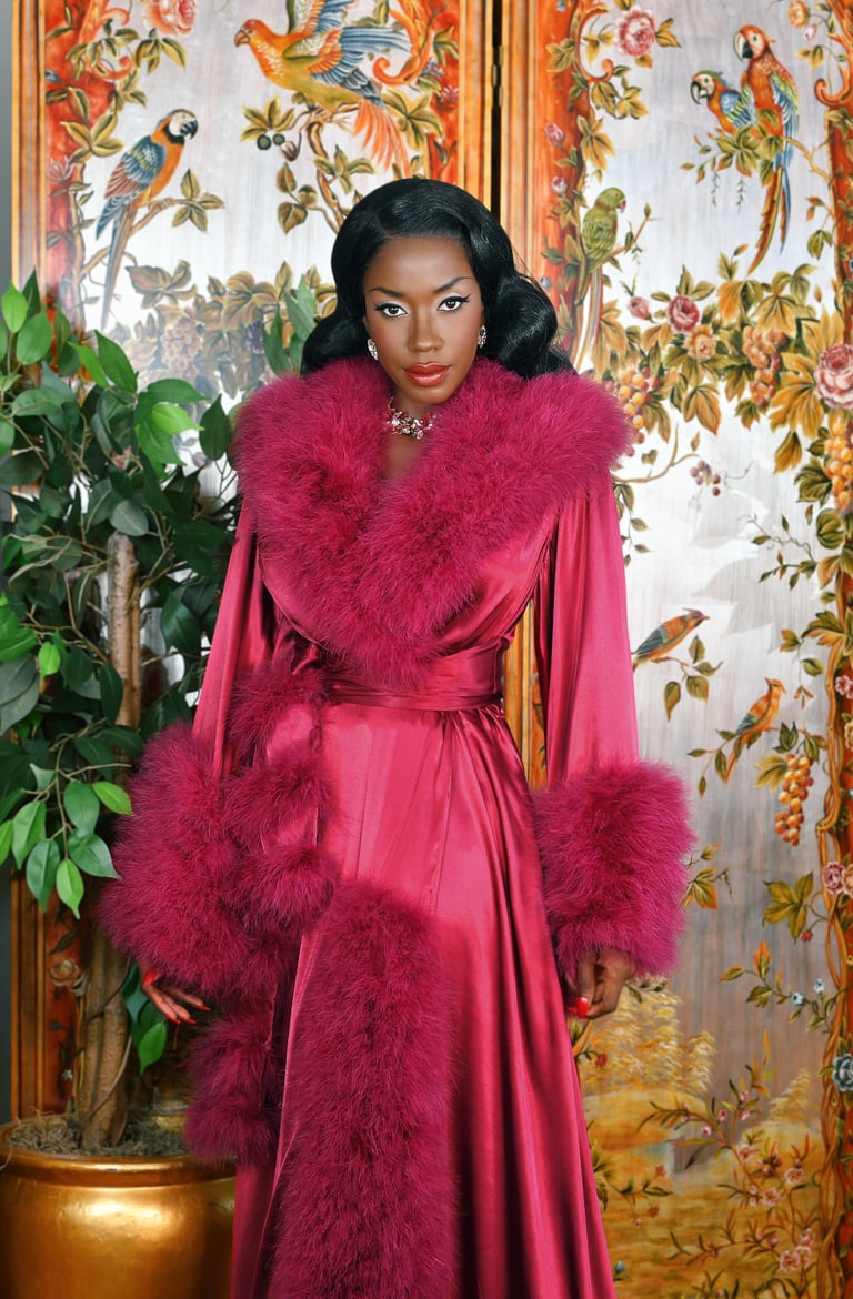 Wine "Dominique" Dressing Gown  Image 5